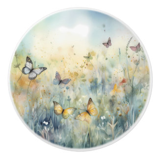 Beautiful Watercolour Butterflies Ceramic Knob