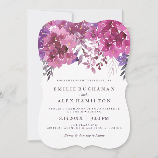 Beautiful Watercolour Hydrangeas and Botanicals Invitation (Front)