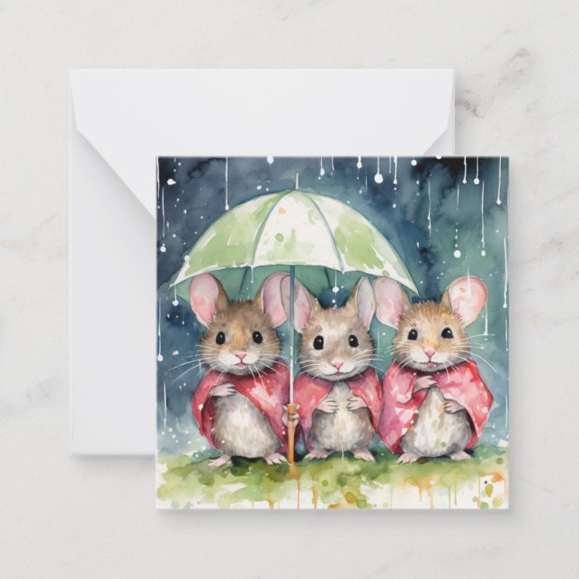 Beautiful Watercolour Mouse Card (Front)