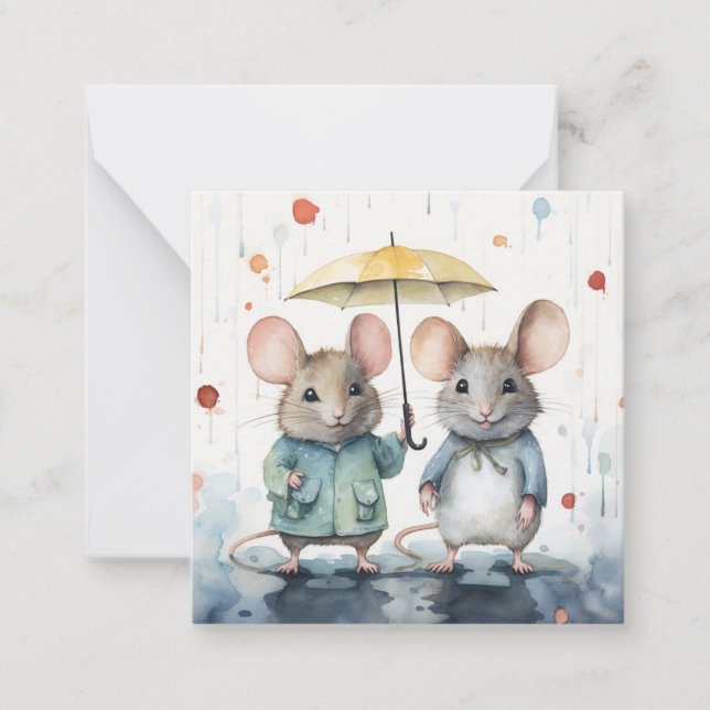 Beautiful Watercolour Mouse Card (Front)