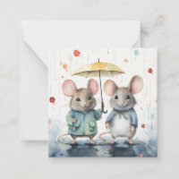Beautiful Watercolour Mouse Card