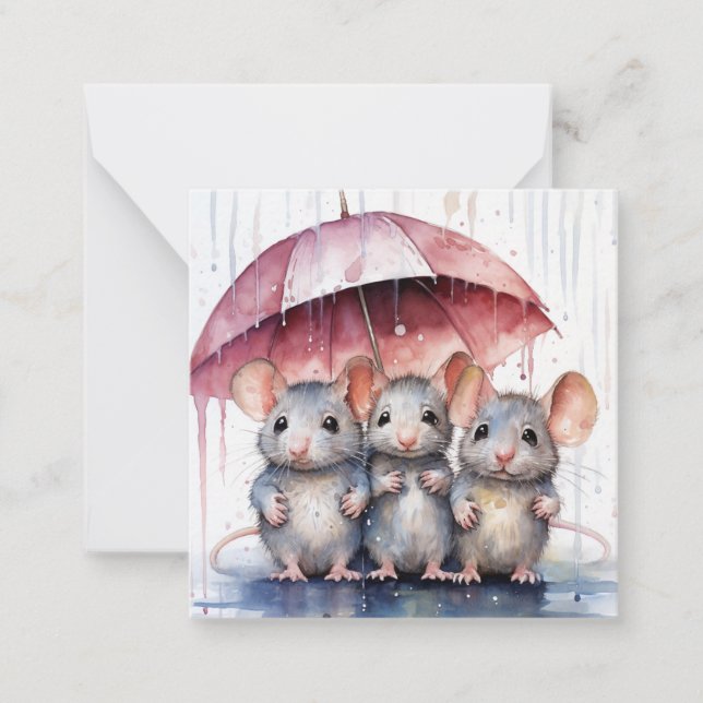 Beautiful Watercolour Mouse Card (Front)