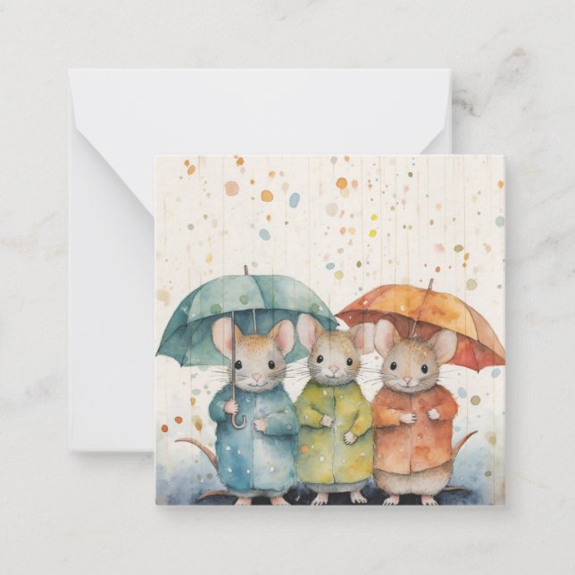 Beautiful Watercolour Mouse Card (Front)