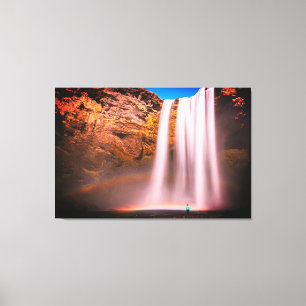 Beautiful Waterfall at Sunset Nature Photography C Canvas Print