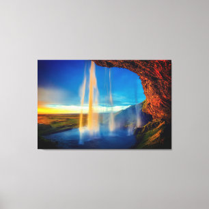 Beautiful Waterfall at Sunset Nature Photography Canvas Print