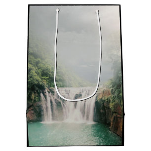 Beautiful Waterfall in a Lush Green Forest Medium Gift Bag