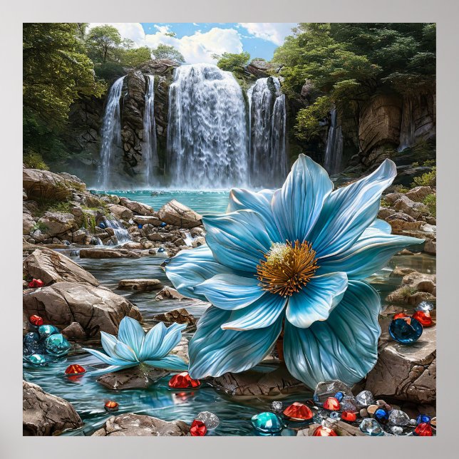 Beautiful waterfall landscape poster (Front)