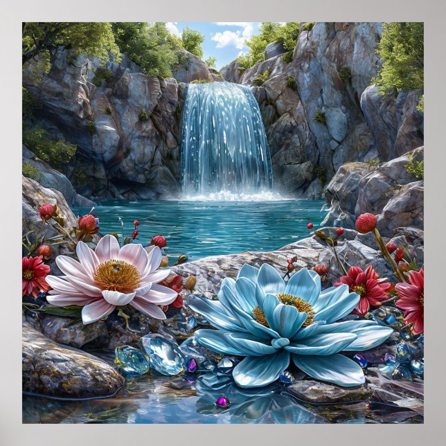 Beautiful waterfall landscape poster (Front)