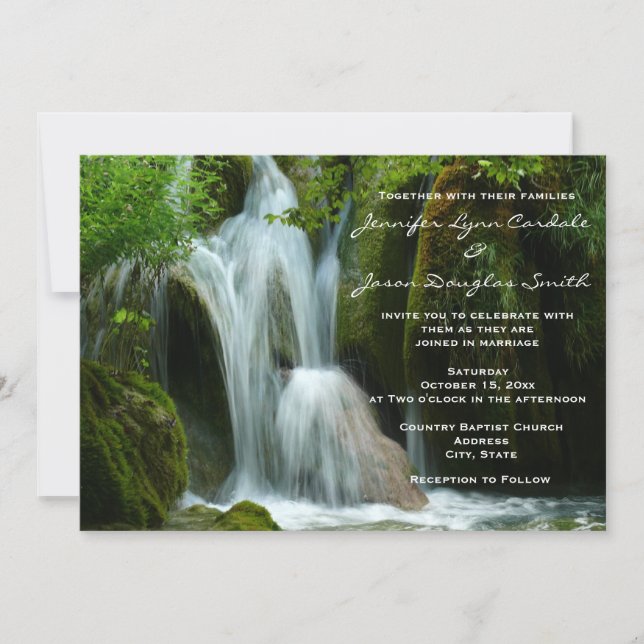 Beautiful Waterfall Nature Wedding Invitations (Front)