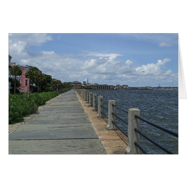 Beautiful Waterfront Walkway Greeting Card (Front Horizontal)