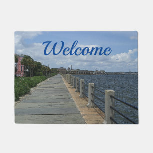 Beautiful Waterfront Walkway Welcome Doormat