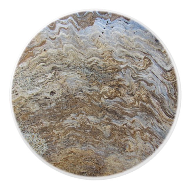 Beautiful Waves of Wood Grain Closeup Driftwood Ceramic Knob (Front)