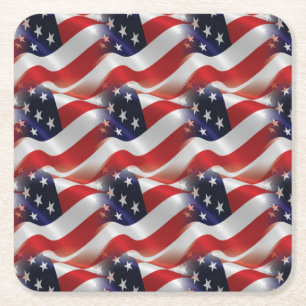 Beautiful Waving American Flag Coaster Set