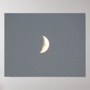 Beautiful Waxing Crescent Moon at Dusk Print