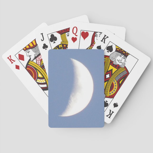 Beautiful Waxing Crescent Moon in Daylight Playing Cards (Back)