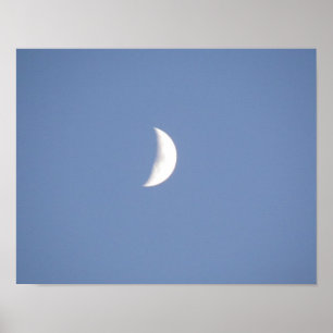 Beautiful Waxing Crescent Moon in Daylight Print