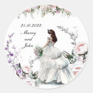 Beautiful Wedding Classic Round Sticker