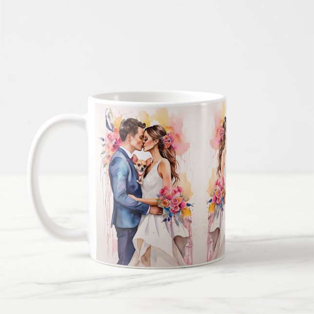 Beautiful Wedding Couple with Cute Funny  Coffee Mug (Left)