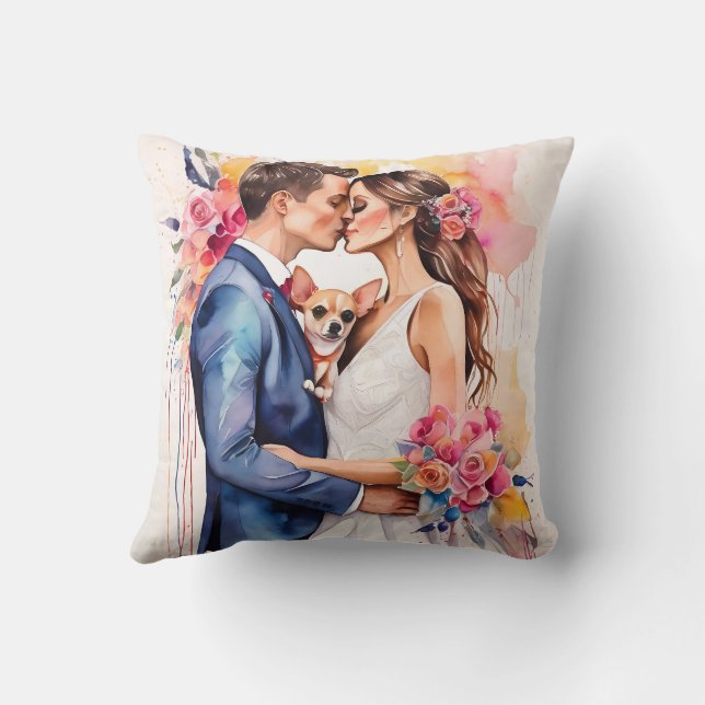 Beautiful Wedding Couple with Cute Funny  Cushion (Back)