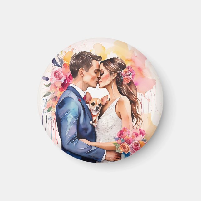 Beautiful Wedding Couple with Cute Funny  Magnet (Front)