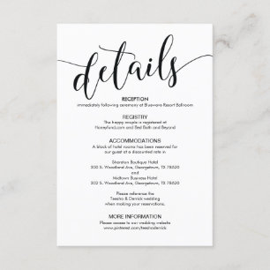 Beautiful Wedding Details Enclosure Card