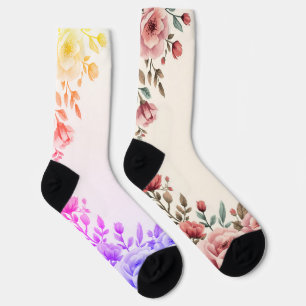 Beautiful Wedding Flowers On a Pair Of Mismatched Socks