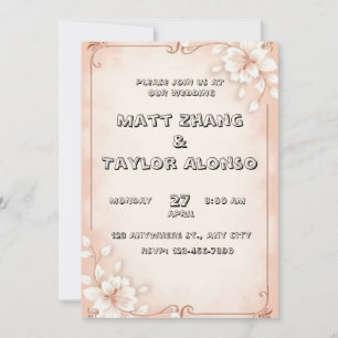 Beautiful wedding invitation on a pink background