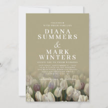 Beautiful wedding Invitation with white tulips
