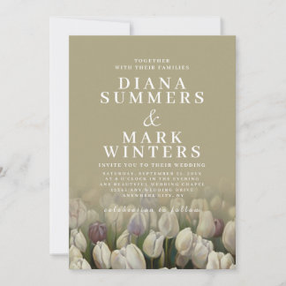 Beautiful wedding Invitation with white tulips