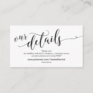 Beautiful Wedding Website Celebration Details Enclosure Card