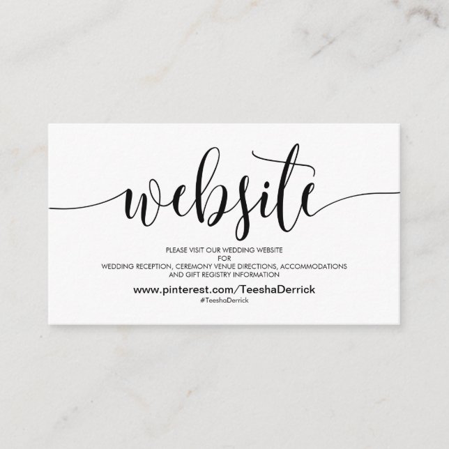 Beautiful Wedding Website Details Enclosure Card (Front)