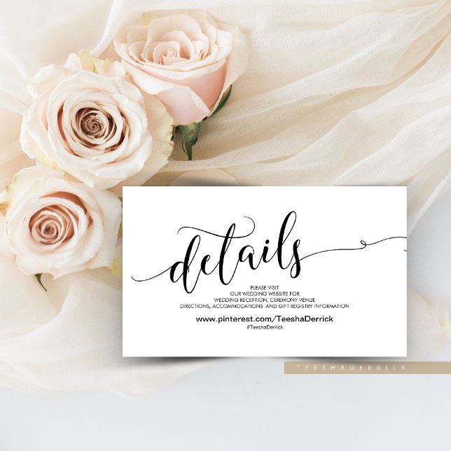 Beautiful Wedding Website Details Enclosure Card (Beautiful Wedding Website Details, RSVP, Hotels, Reminder Enclosure Cards)
