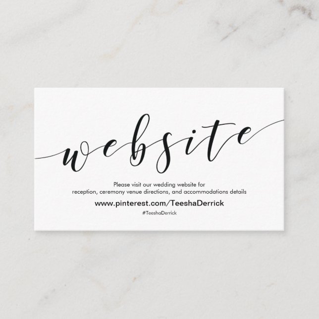 Beautiful Wedding Website Details Enclosure Card (Front)
