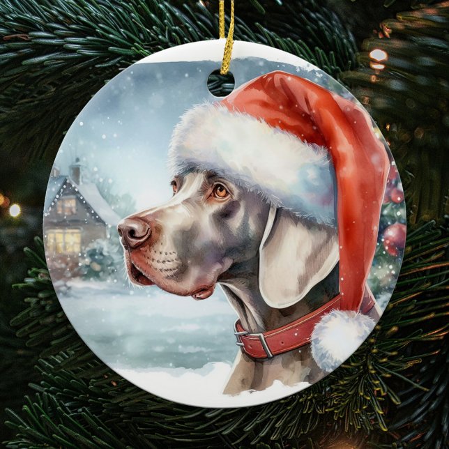 Beautiful Weimaraner Dog Winter Christmas Ceramic Tree Decoration (Creator Uploaded)