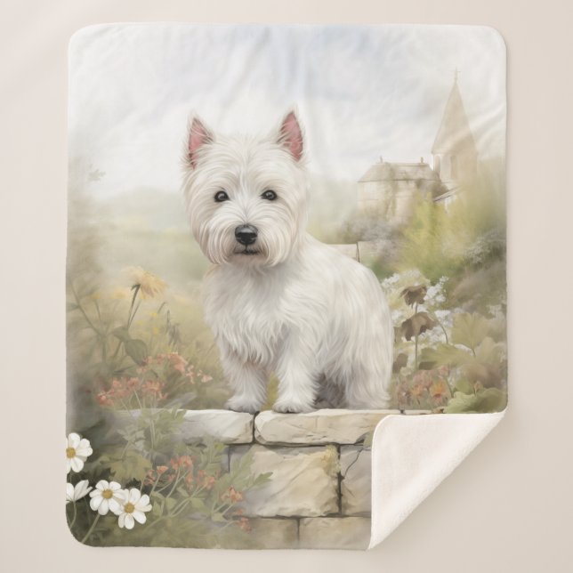 Beautiful Westie Sherpa Blanket (Front)