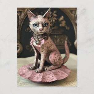 Beautiful Whimisical Pink Cat Postcard