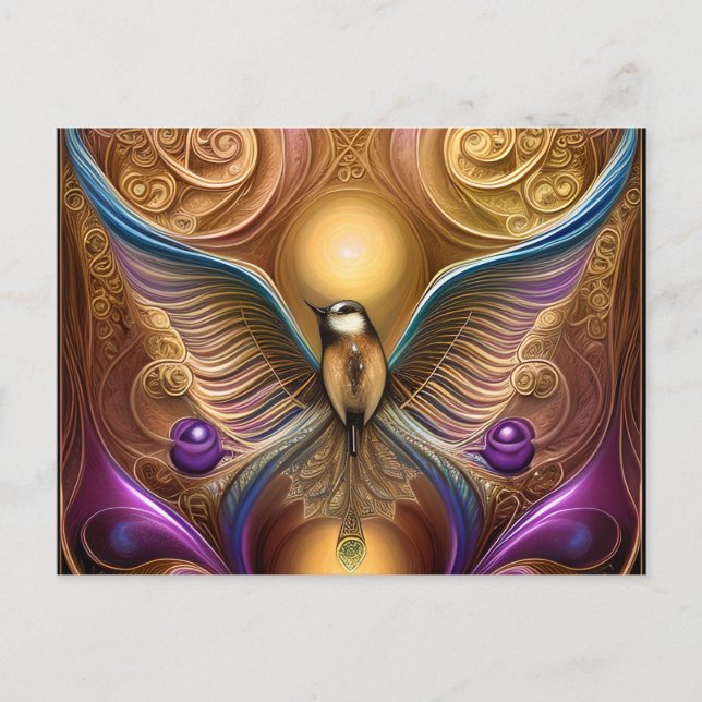 Beautiful Whimsical Art Steampunk Birds Postcard (Front)