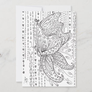 Beautiful Whimsical Butterfly Colouring Card
