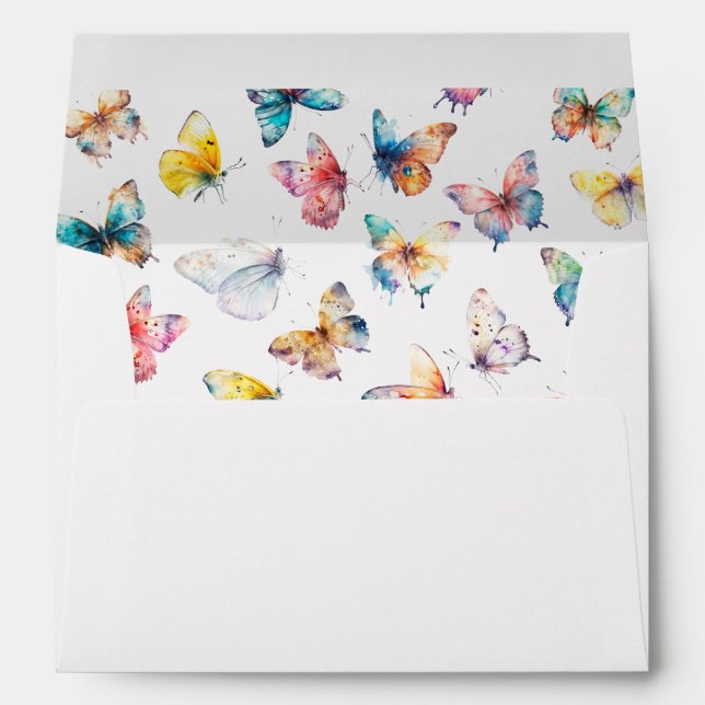 Beautiful Whimsical Butterfly Return Address Envelope (Back (Bottom))