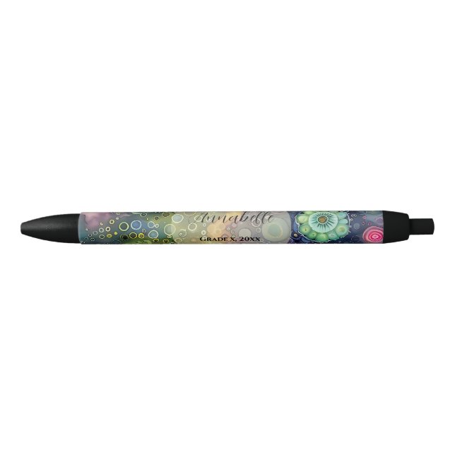 Beautiful Whimsical Colourful Back to School  Blue Ink Pen (Front)