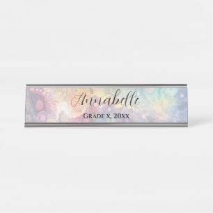 Beautiful Whimsical Colourful Back to School  Desk Name Plate