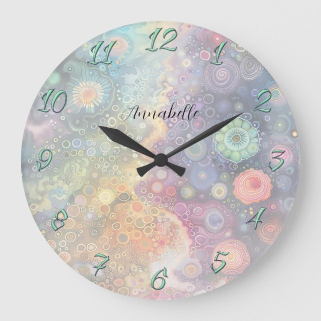 Beautiful Whimsical Colourful Back to School  Large Clock (Front)