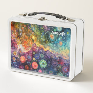 Beautiful Whimsical Colourful Back to School  Metal Lunch Box