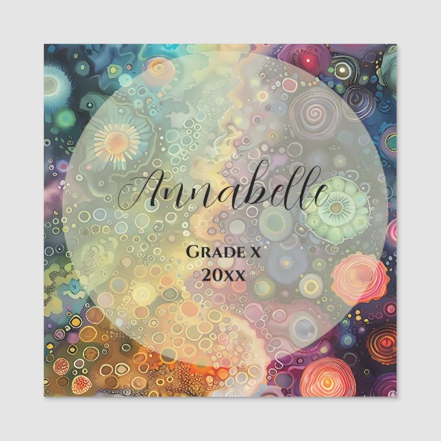 Beautiful Whimsical Colourful Back to School  Name Tag (Front)