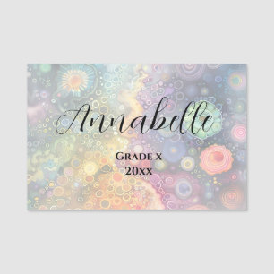 Beautiful Whimsical Colourful Back to School Name Tag