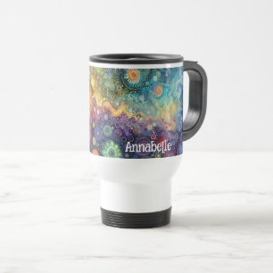 Beautiful Whimsical Colourful Back to School Travel Mug