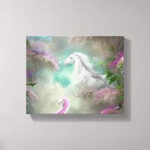 Beautiful Whimsical Horse Animal Triptych Canvas Print
