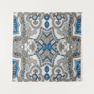 Beautiful white and blue arabesque, islamic patter tapestry