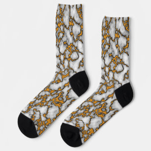 Beautiful White and Gold Marble Texture Design Socks