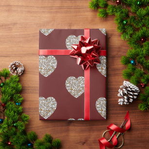 Beautiful White and Gold Marble Texture heart Wrapping Paper